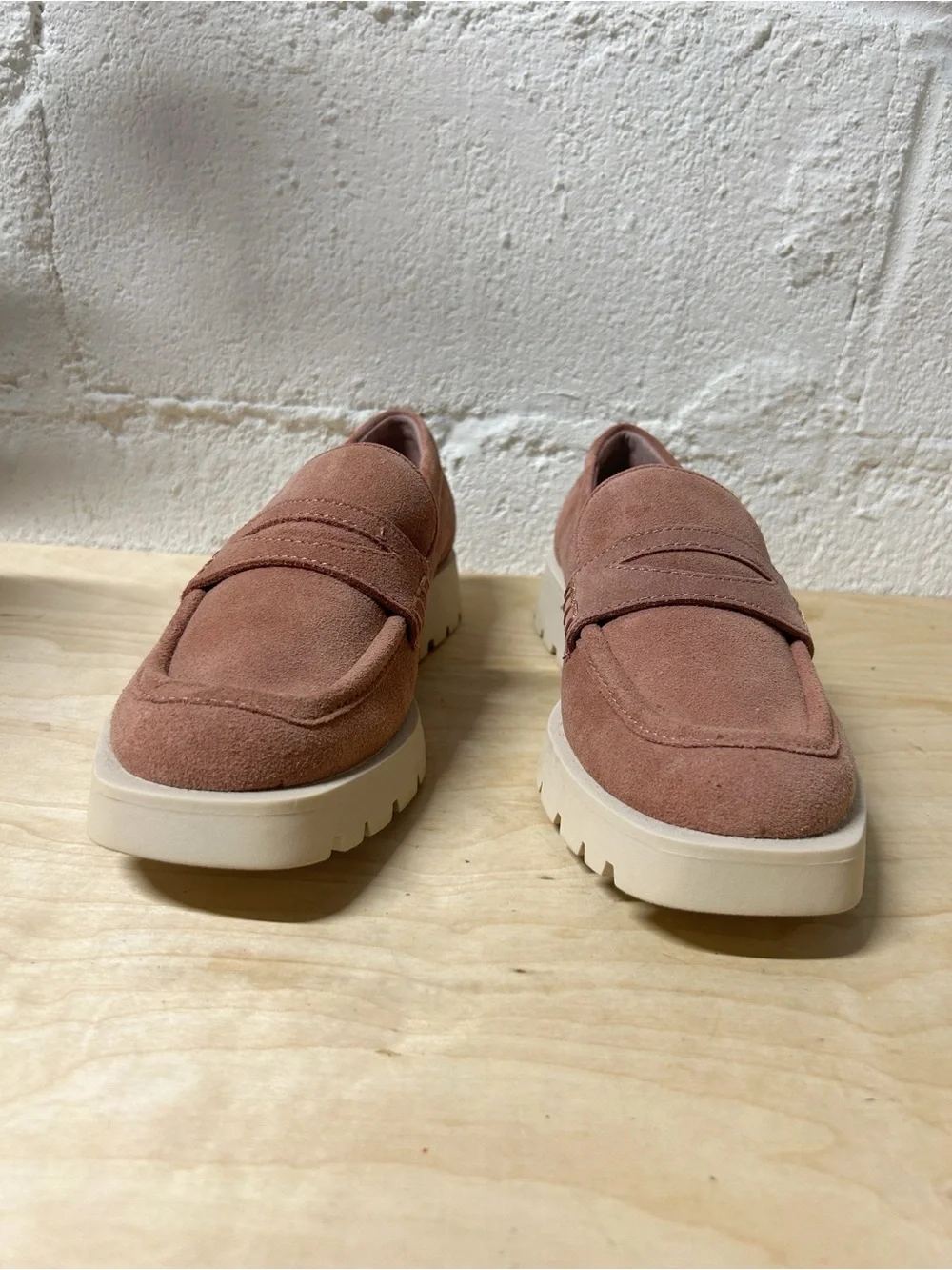 Dolce Vita Elias Suede Penny Loafers in Mauve with Lug Soles, New Without Box